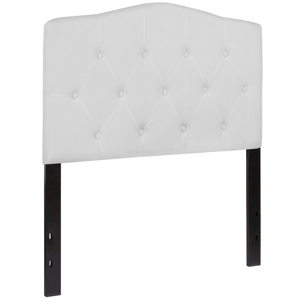Tufted Upholstered Twin Size Headboard in White Fabric. Picture 1