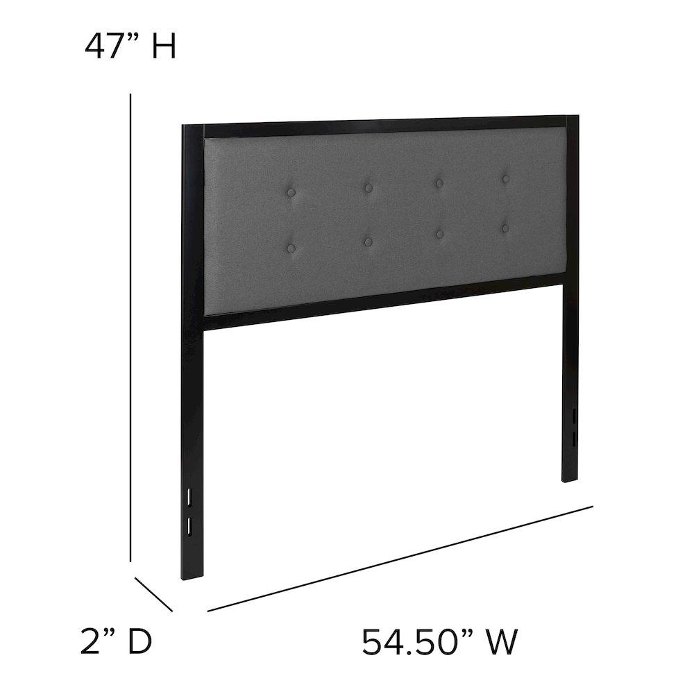 Metal Tufted Upholstered Full Size Headboard in Dark Gray Fabric. Picture 5