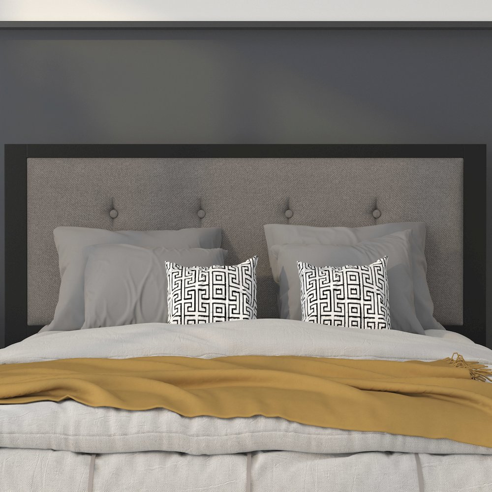 Metal Tufted Upholstered Full Size Headboard in Dark Gray Fabric. Picture 6