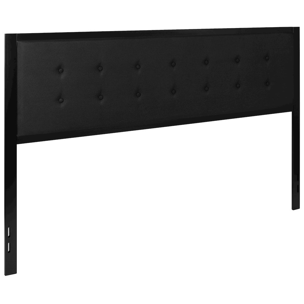 Metal Tufted Upholstered King Size Headboard in Black Fabric. Picture 1