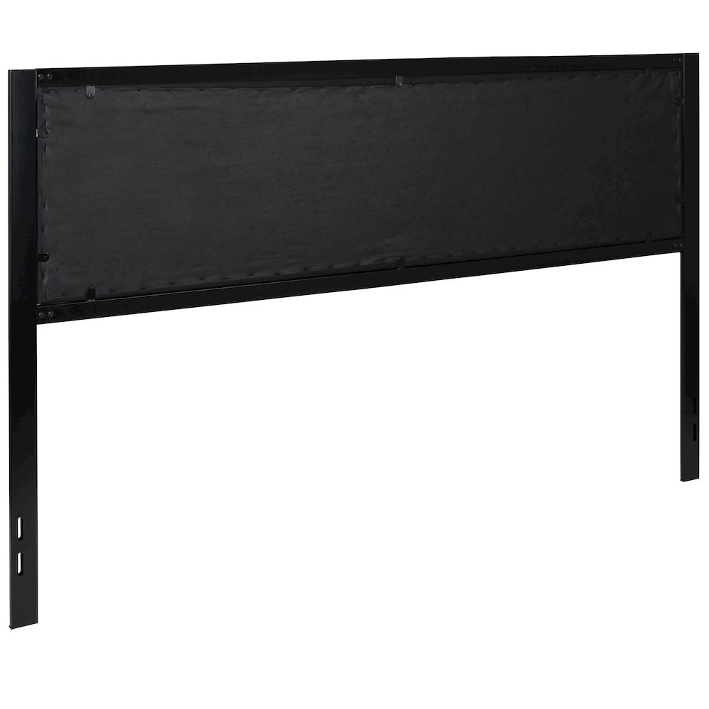 Metal Tufted Upholstered King Size Headboard in Black Fabric. Picture 8