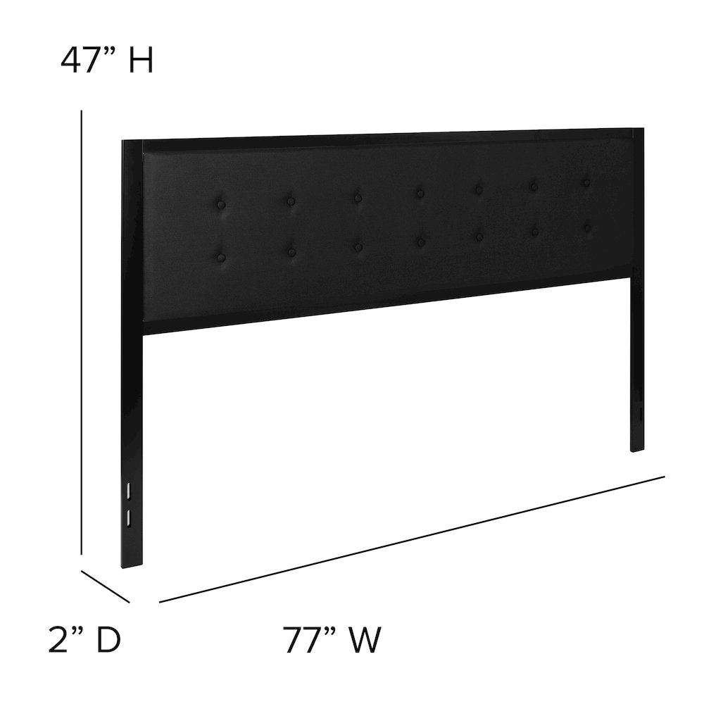 Metal Tufted Upholstered King Size Headboard in Black Fabric. Picture 5