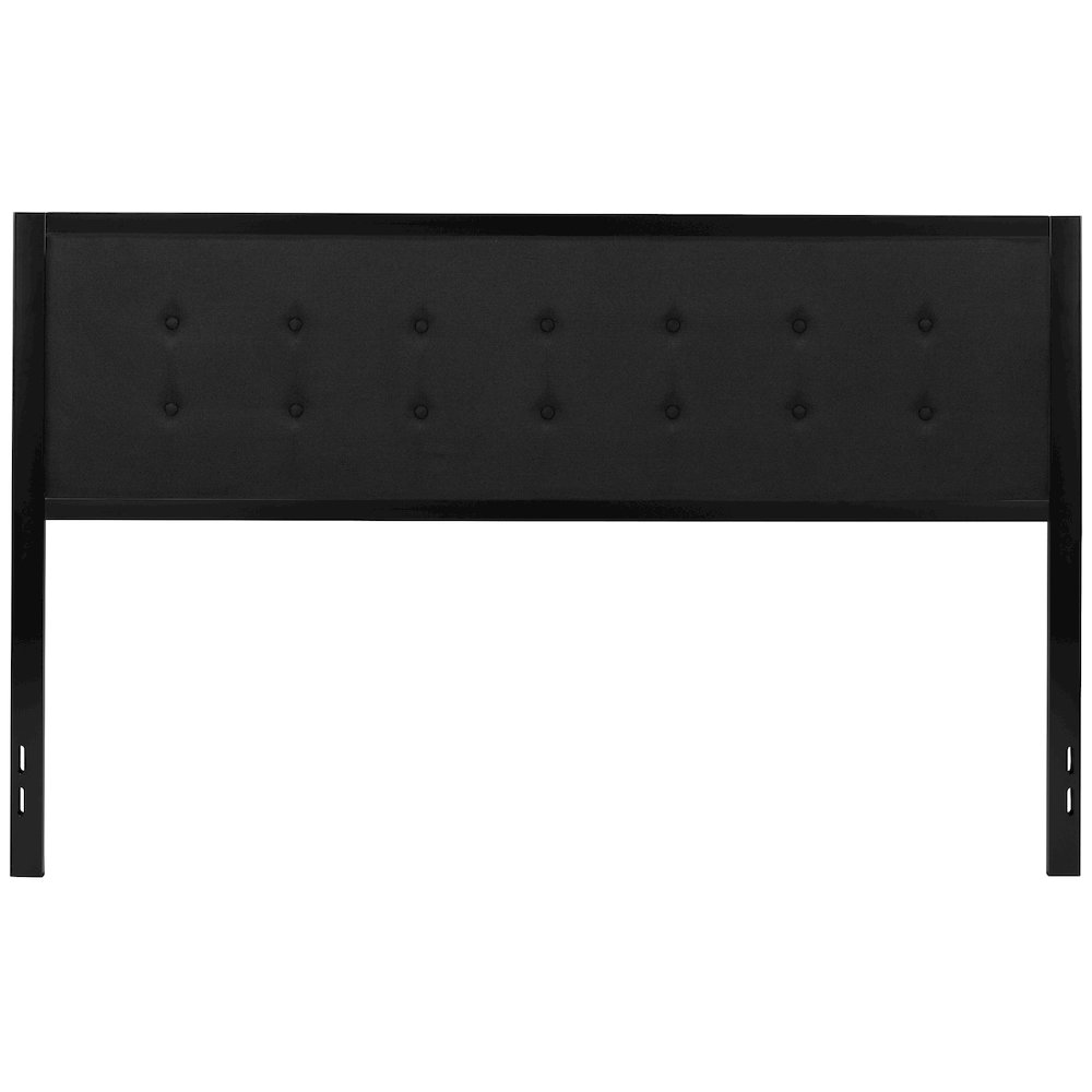 Metal Tufted Upholstered King Size Headboard in Black Fabric. Picture 11