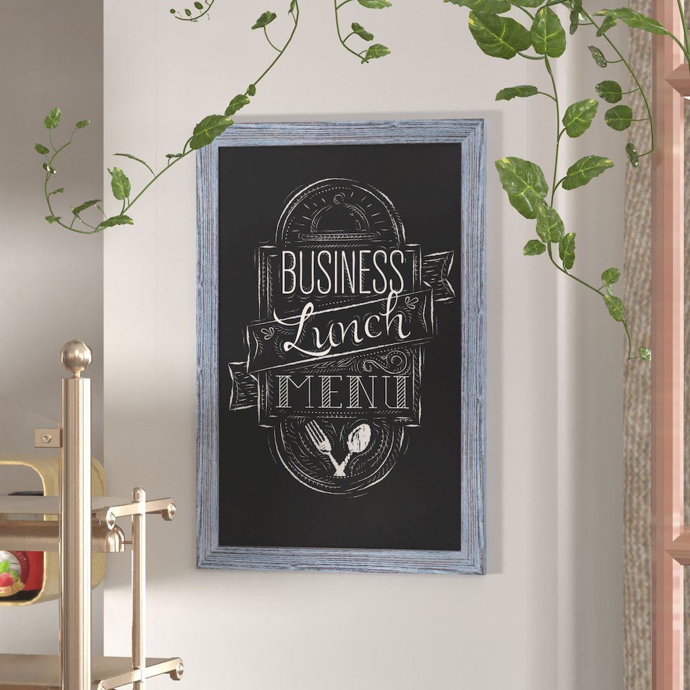 24" x 36" Blue Wall Mount Magnetic Chalkboard Sign. Picture 2