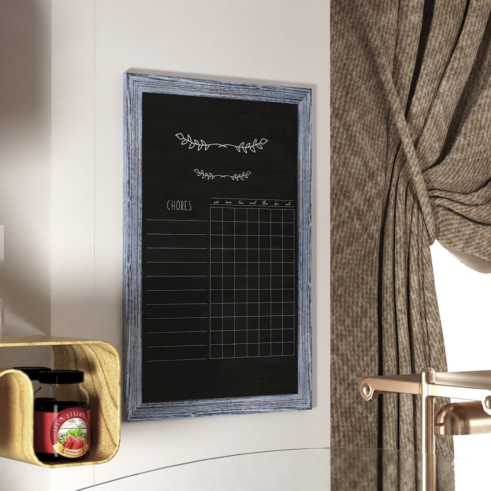 24" x 36" Blue Wall Mount Magnetic Chalkboard Sign. Picture 6