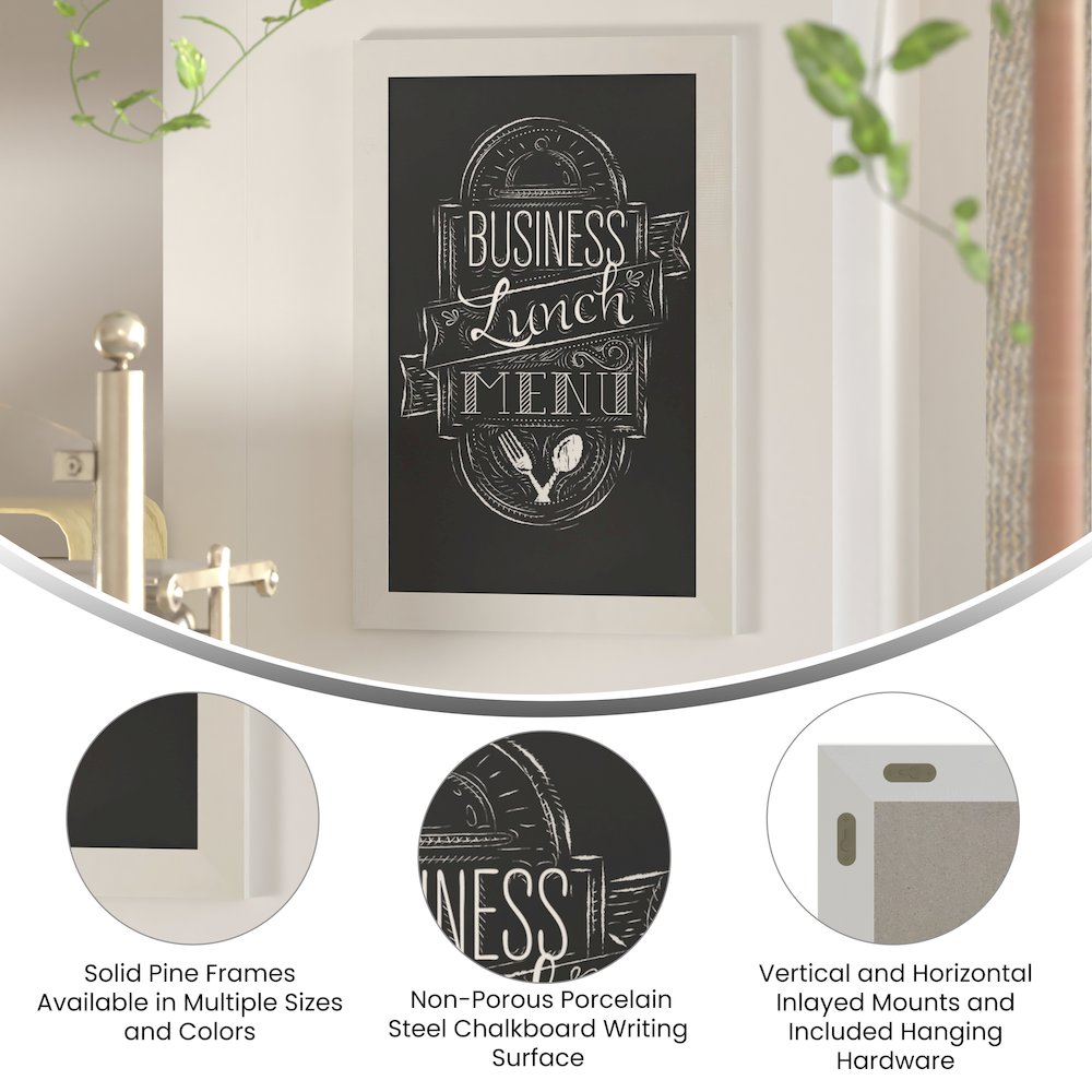20" x 30" White Wall Mount Magnetic Chalkboard Sign. Picture 4
