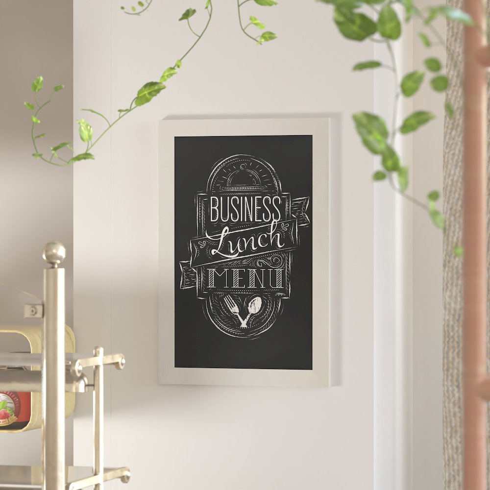 20" x 30" White Wall Mount Magnetic Chalkboard Sign. Picture 2