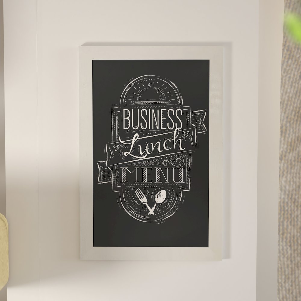 20" x 30" White Wall Mount Magnetic Chalkboard Sign. Picture 6