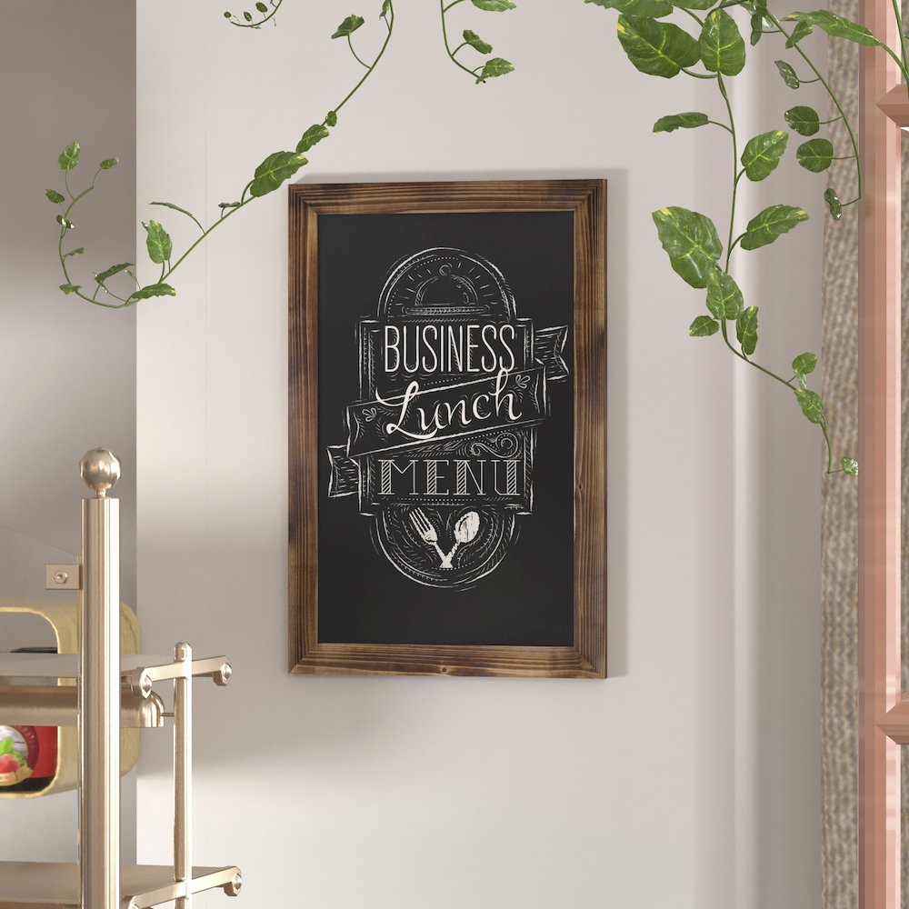 20" x 30" Torched Wood Wall Mount Magnetic Chalkboard Sign. Picture 2