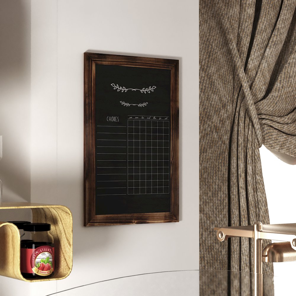 20" x 30" Torched Wood Wall Mount Magnetic Chalkboard Sign. Picture 6