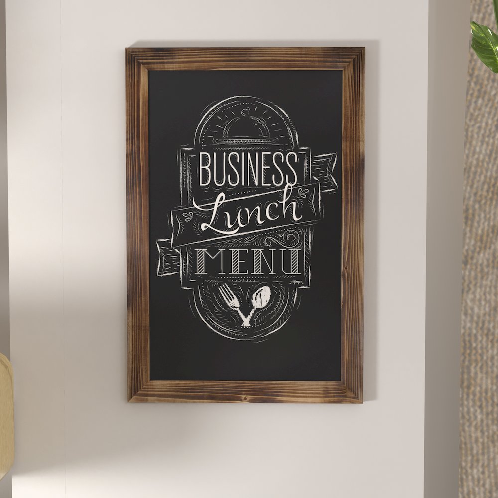 20" x 30" Torched Wood Wall Mount Magnetic Chalkboard Sign. Picture 7