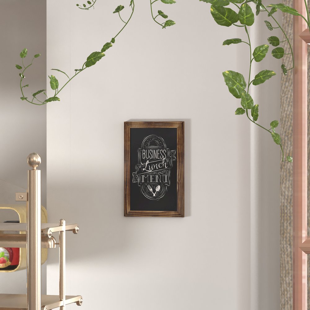 11" x 17" Torched Wood Wall Mount Magnetic Chalkboard Sign. Picture 2