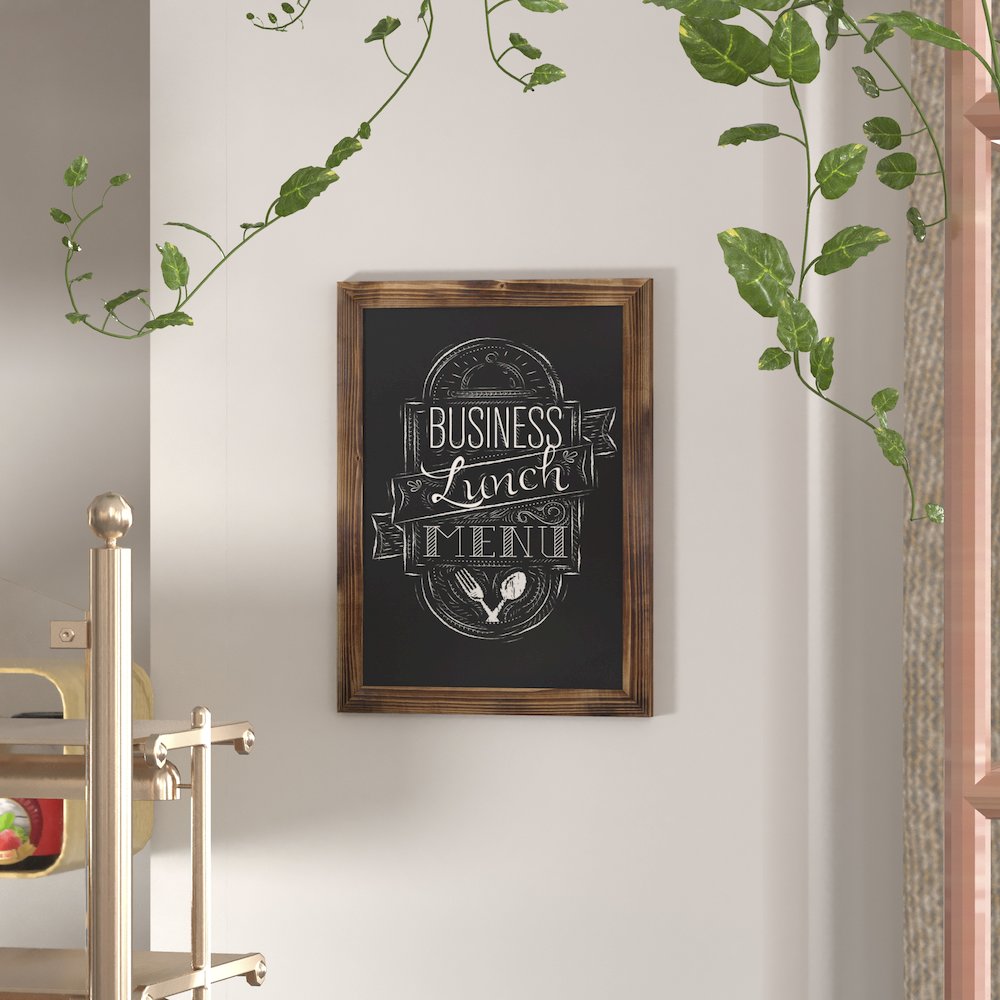 18" x 24" Torched Wood Wall Mount Magnetic Chalkboard Sign. Picture 2