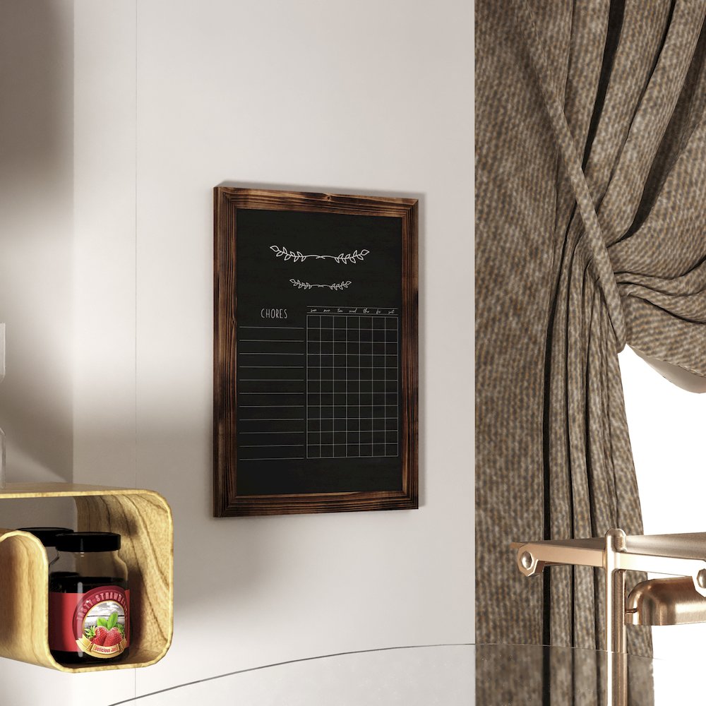 18" x 24" Torched Wood Wall Mount Magnetic Chalkboard Sign. Picture 6