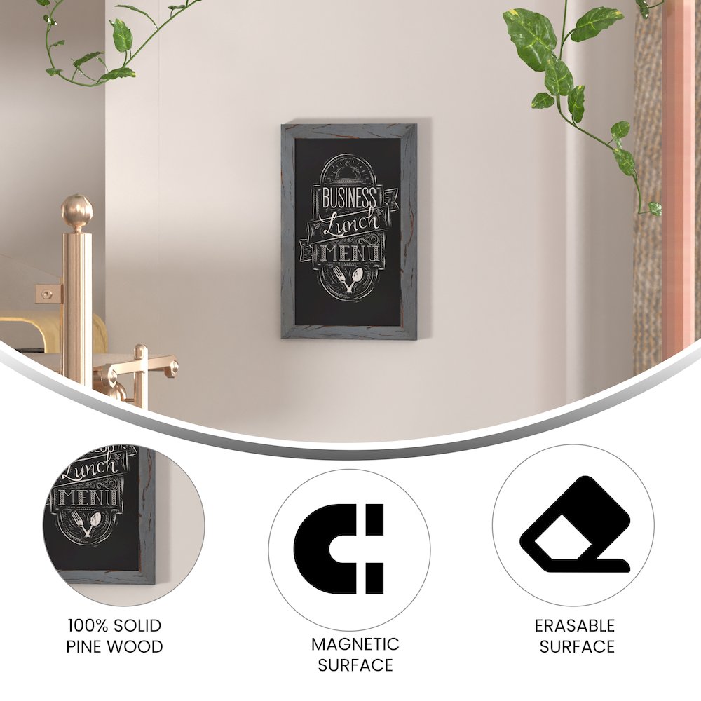 11" x 17" Gray Wall Mount Magnetic Chalkboard Sign. Picture 4
