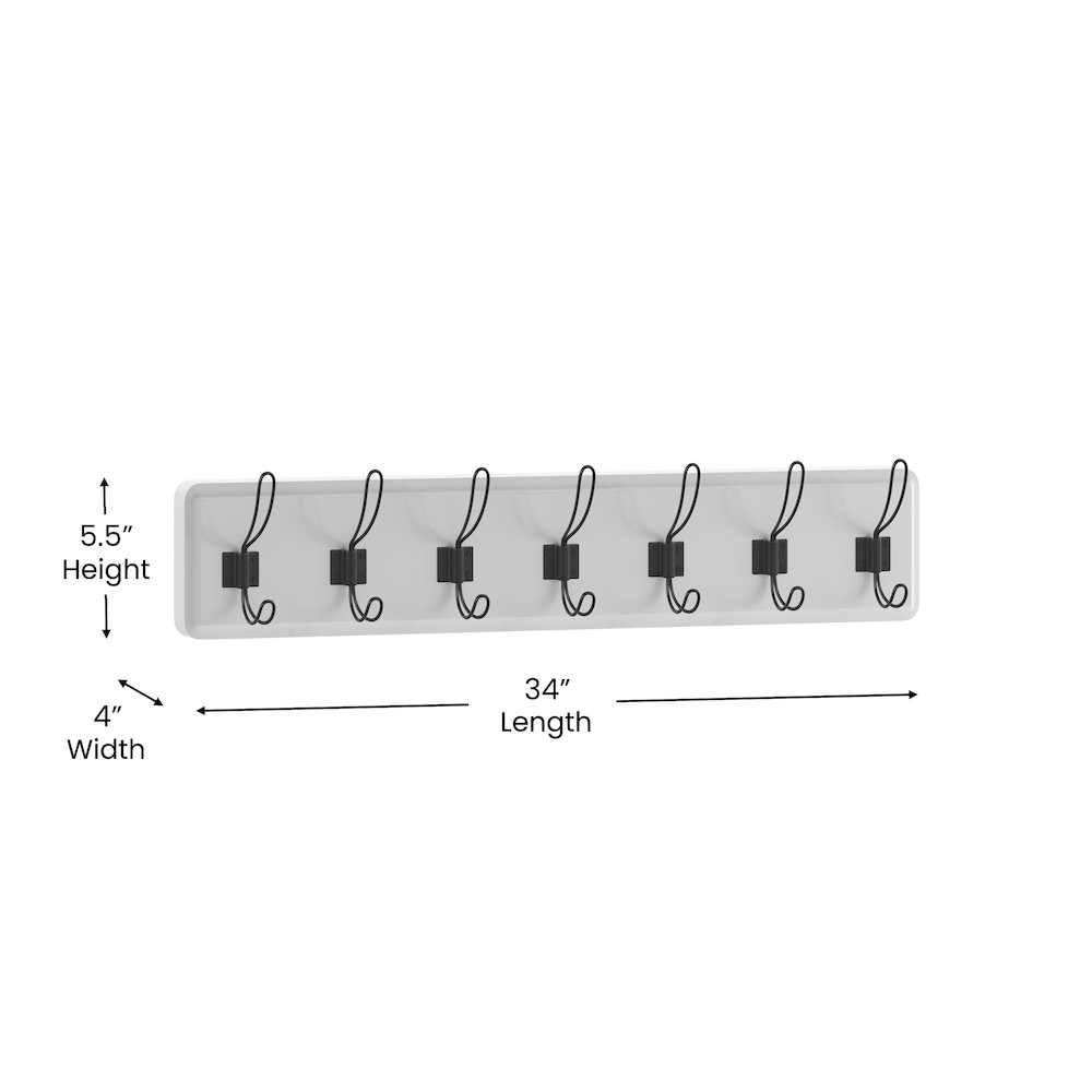 Rustic 34" Wall Mount Storage Rack with 7 Hanging Hooks. Picture 5