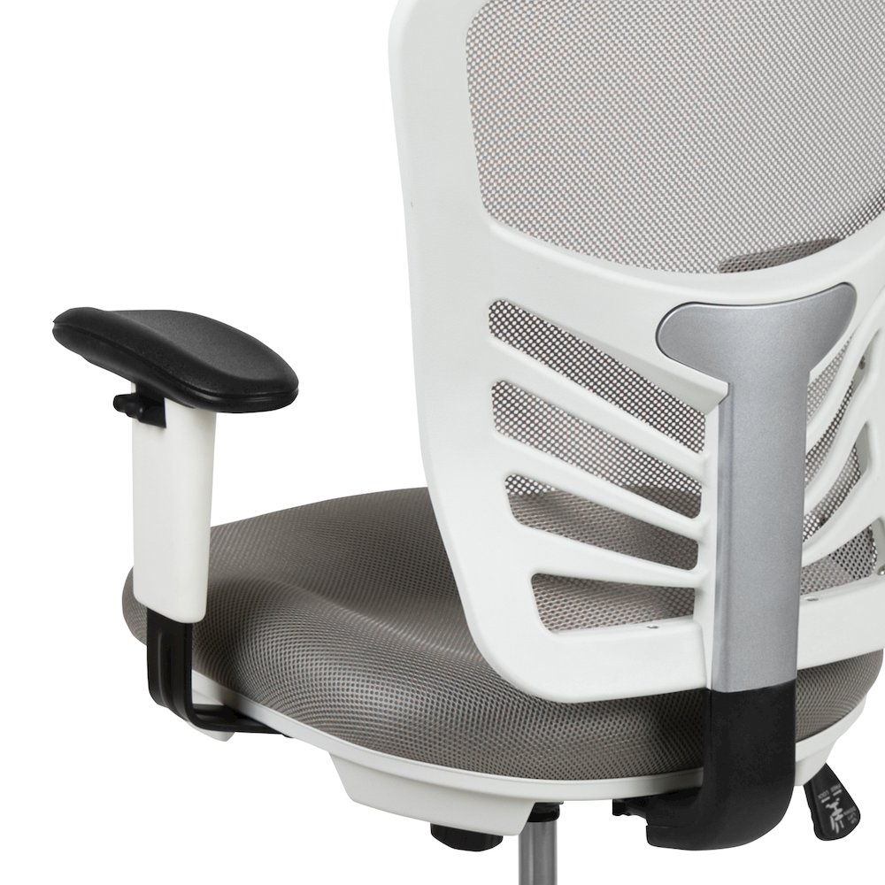 Mid-Back Light Gray Mesh Drafting Chair and White Frame. Picture 13