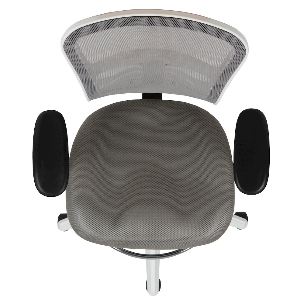 Mid-Back Light Gray Mesh Drafting Chair and White Frame. Picture 11