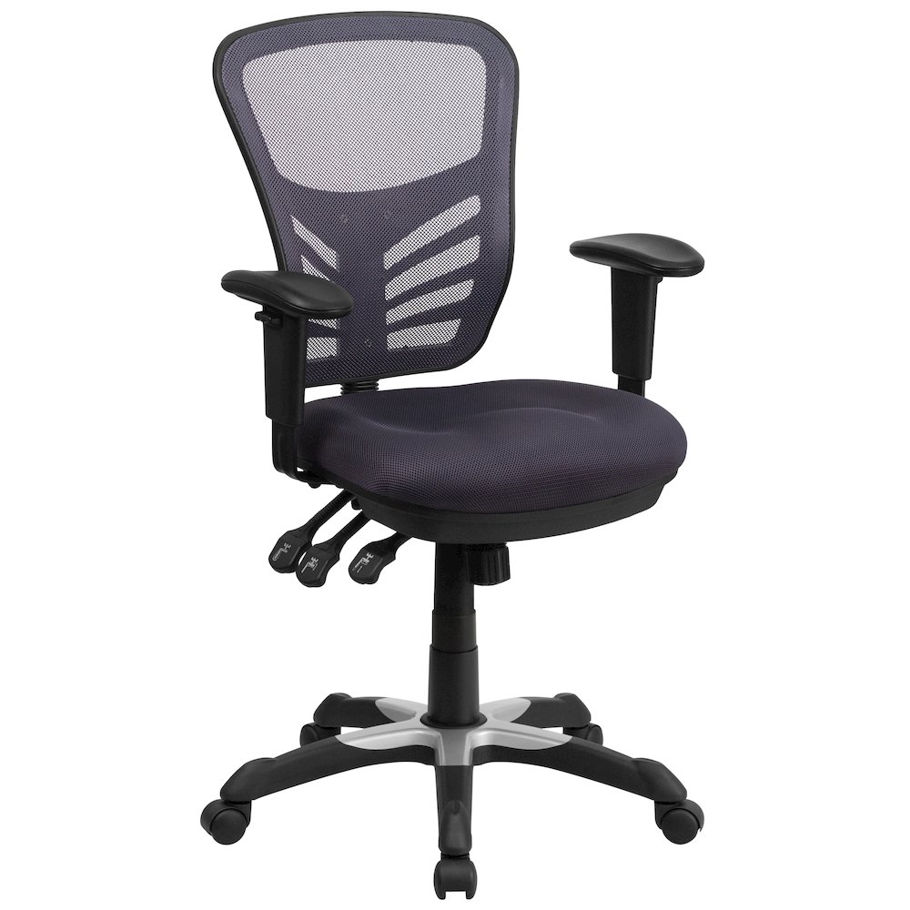 Mid-Back Dark Gray Mesh Multifunction Executive Swivel Office Chair. Picture 1