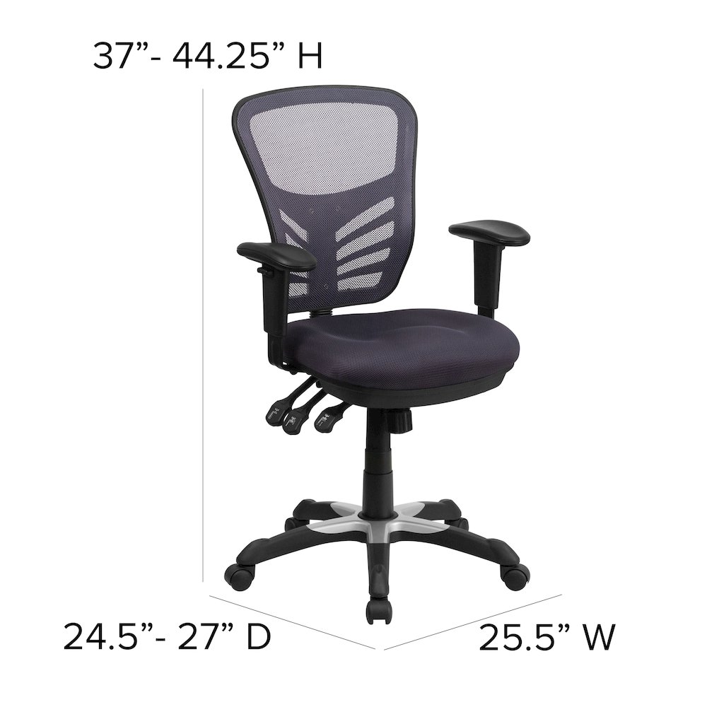Mid-Back Dark Gray Mesh Multifunction Executive Swivel Office Chair. Picture 7