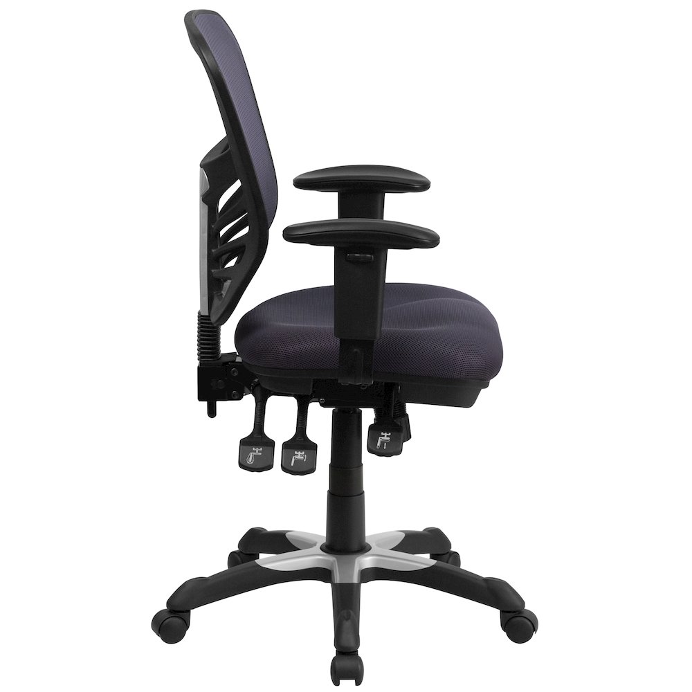 Mid-Back Dark Gray Mesh Multifunction Executive Swivel Office Chair. Picture 10