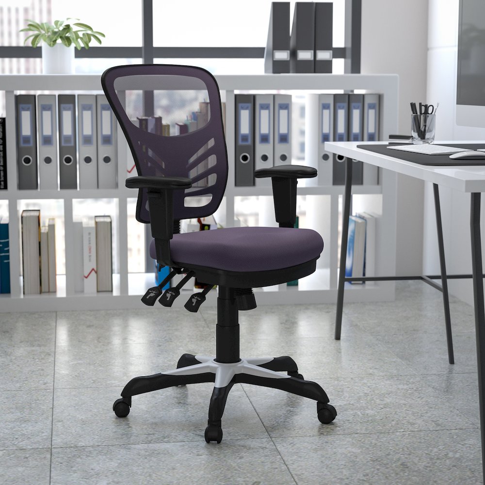 Mid-Back Dark Gray Mesh Multifunction Executive Swivel Office Chair. Picture 2