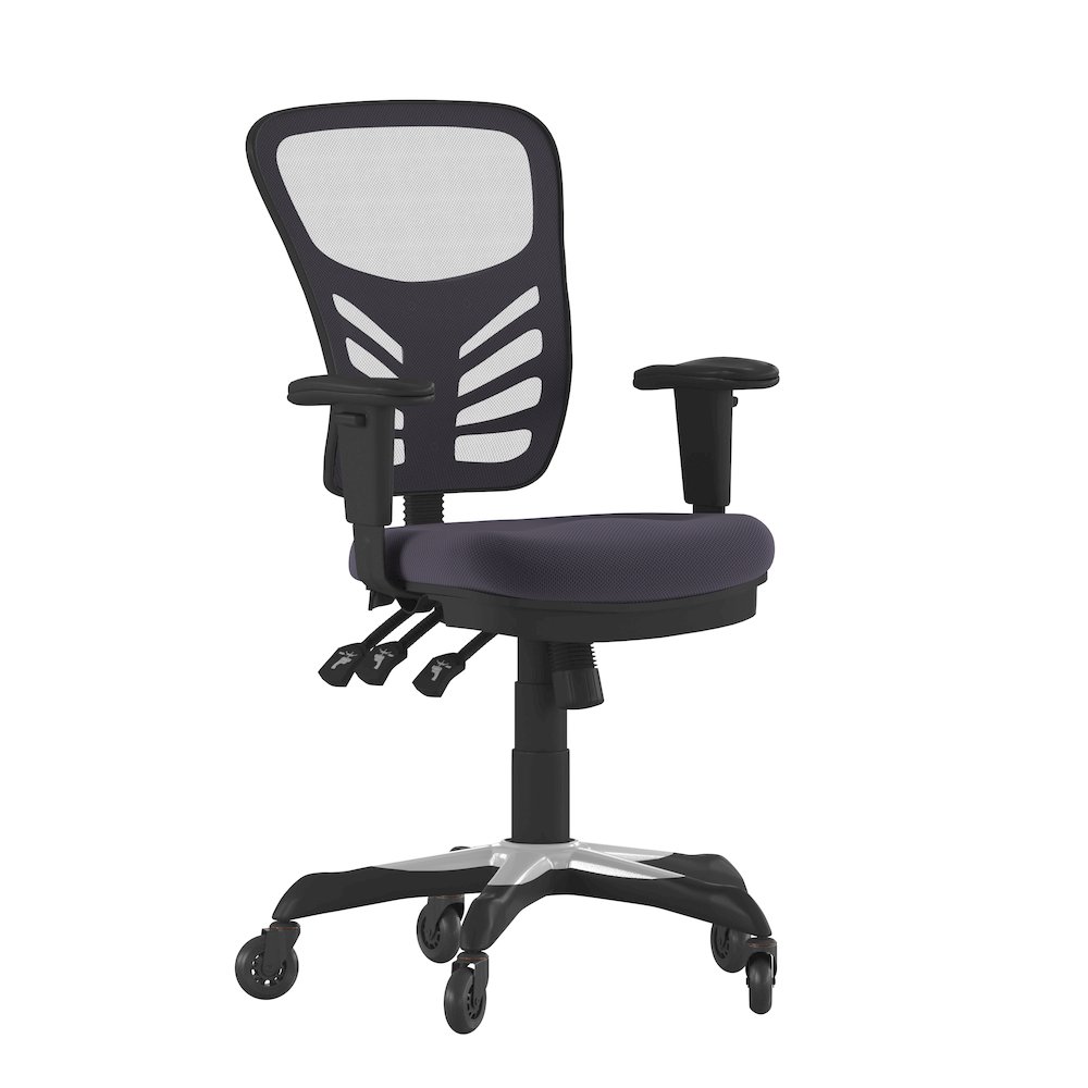 Mid-Back Dark Gray Mesh Multifunction Executive Swivel Office Chair. Picture 1