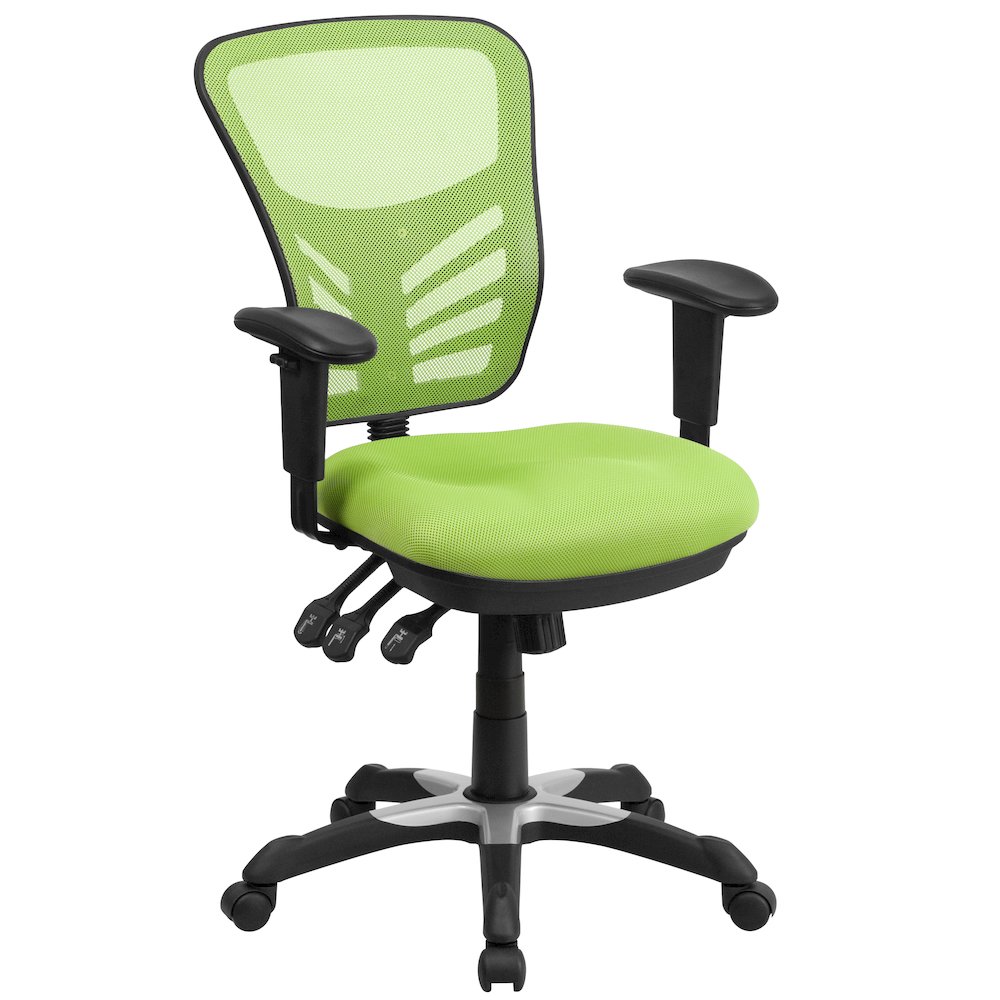 Mid-Back Green Mesh Multifunction Executive Swivel Office Chair. Picture 1