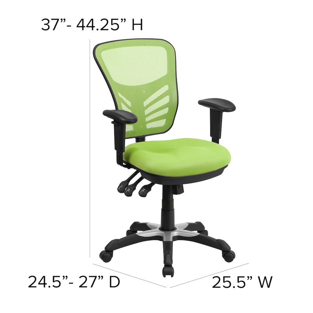 Mid-Back Green Mesh Multifunction Executive Swivel Office Chair. Picture 7