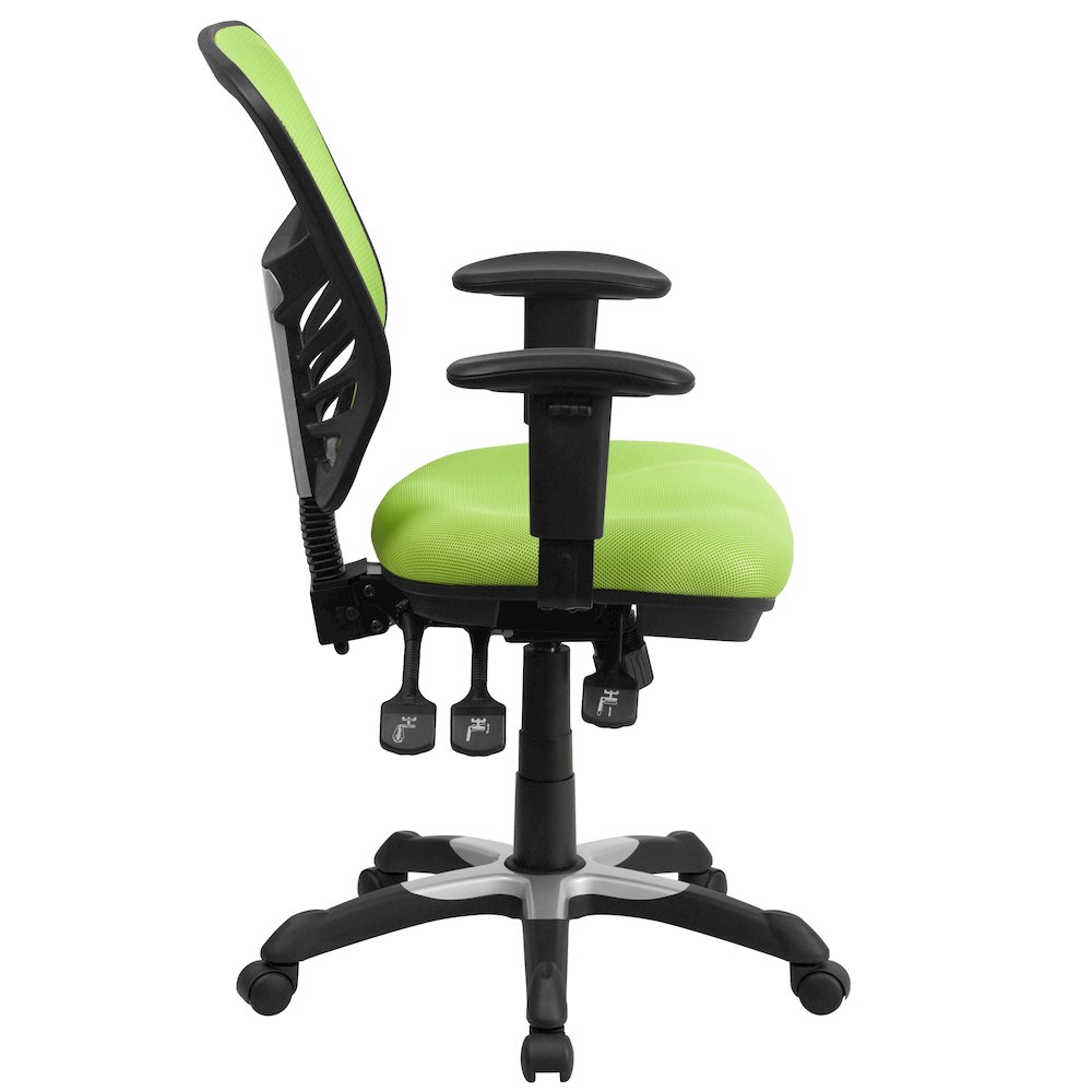 Mid-Back Green Mesh Multifunction Executive Swivel Office Chair. Picture 10