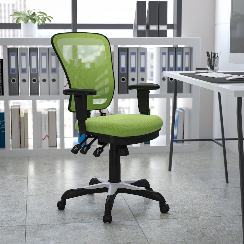 Mid-Back Green Mesh Multifunction Executive Swivel Office Chair. Picture 2