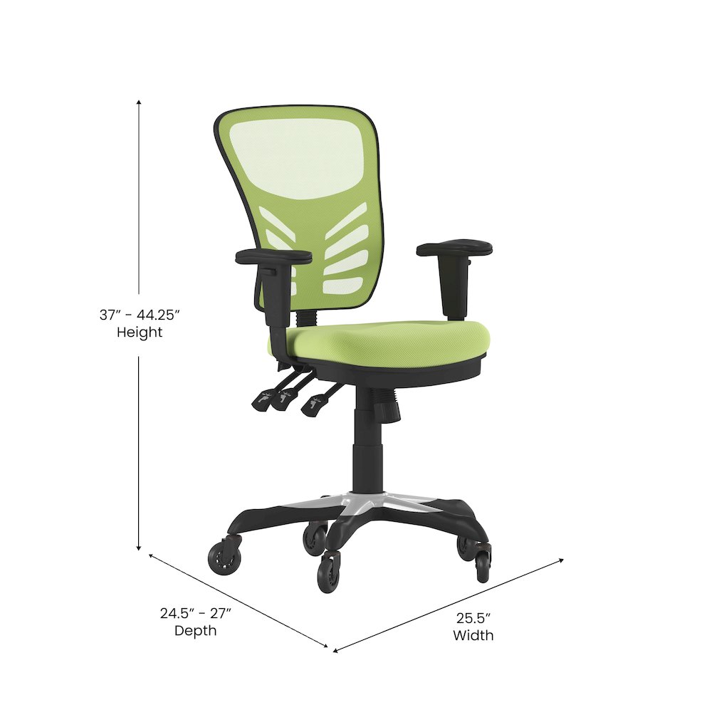 Mid-Back Green Mesh Multifunction Executive Swivel Office Chair. Picture 5