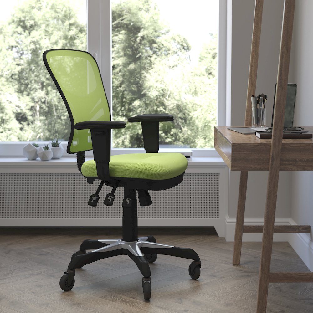 Mid-Back Green Mesh Multifunction Executive Swivel Office Chair. Picture 2