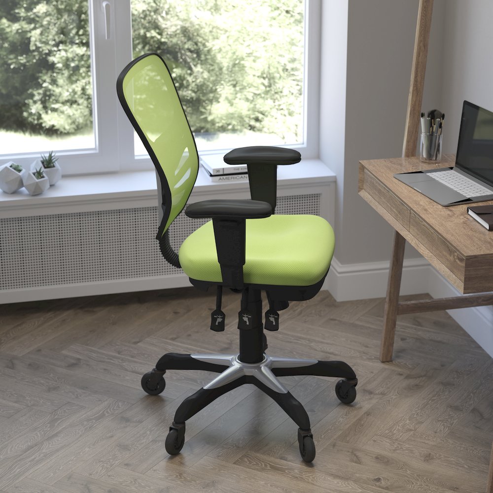 Mid-Back Green Mesh Multifunction Executive Swivel Office Chair. Picture 6
