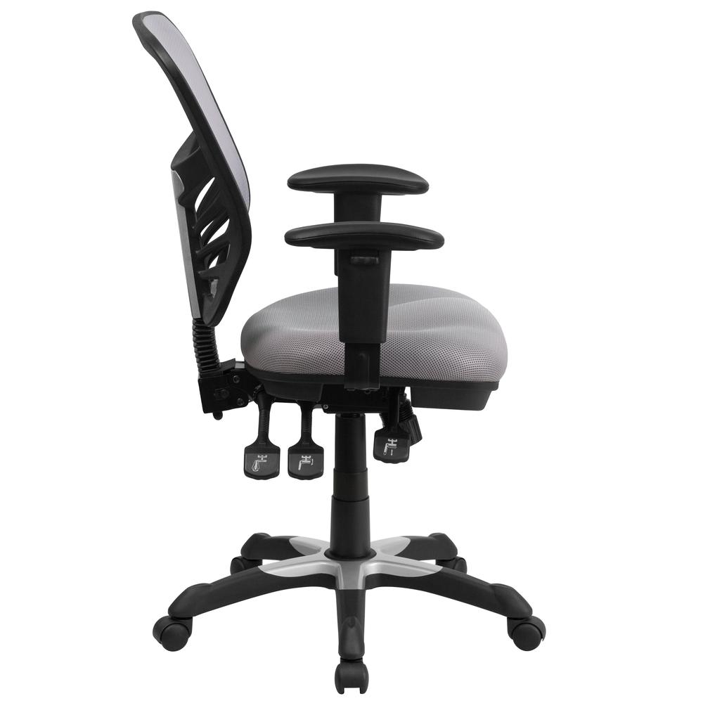 Mid-Back Gray Mesh Multifunction Executive Swivel Office Chair. Picture 3