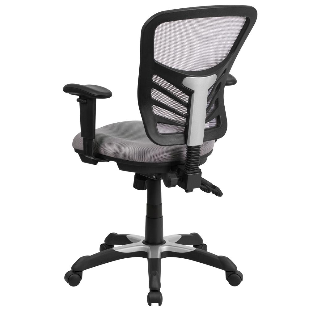 Mid-Back Gray Mesh Multifunction Executive Swivel Office Chair. Picture 2