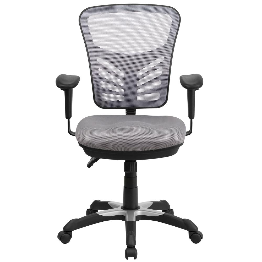 Mid-Back Gray Mesh Multifunction Executive Swivel Office Chair. Picture 4