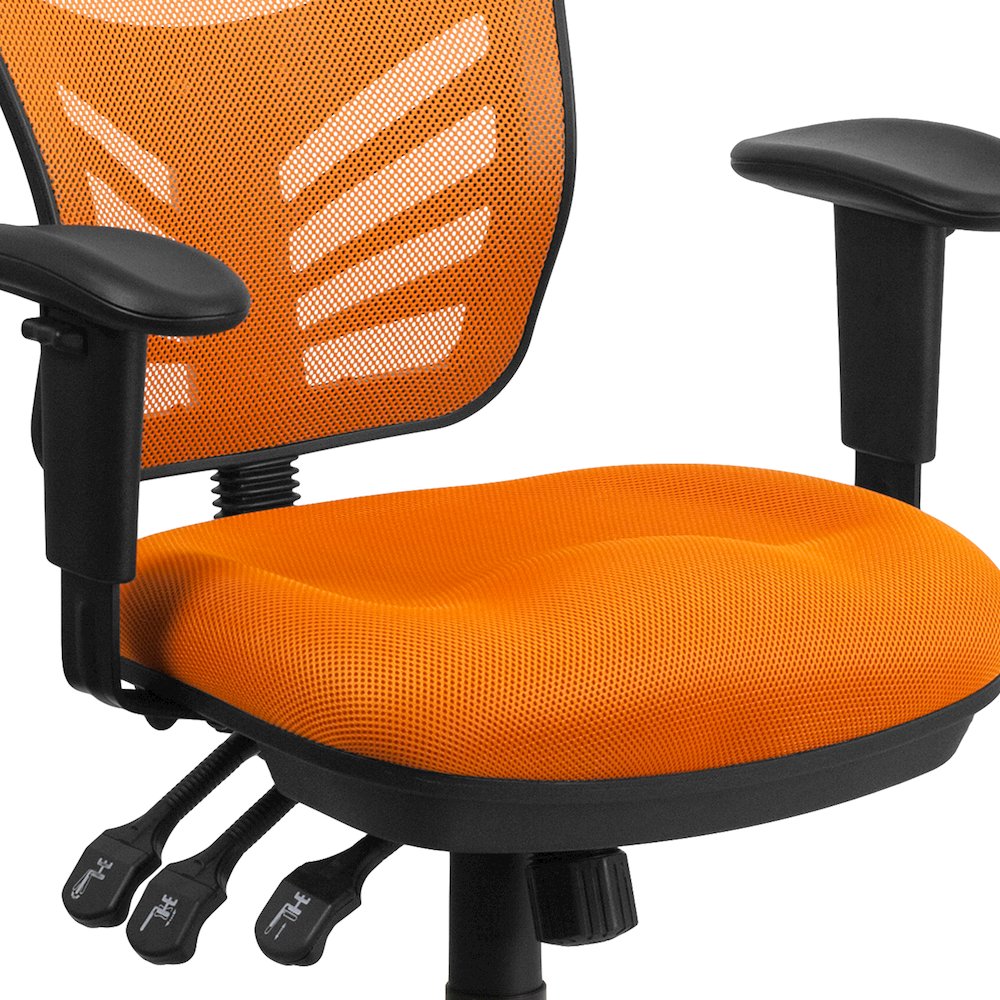 Mid-Back Orange Mesh Multifunction Executive Swivel Office Chair. Picture 12