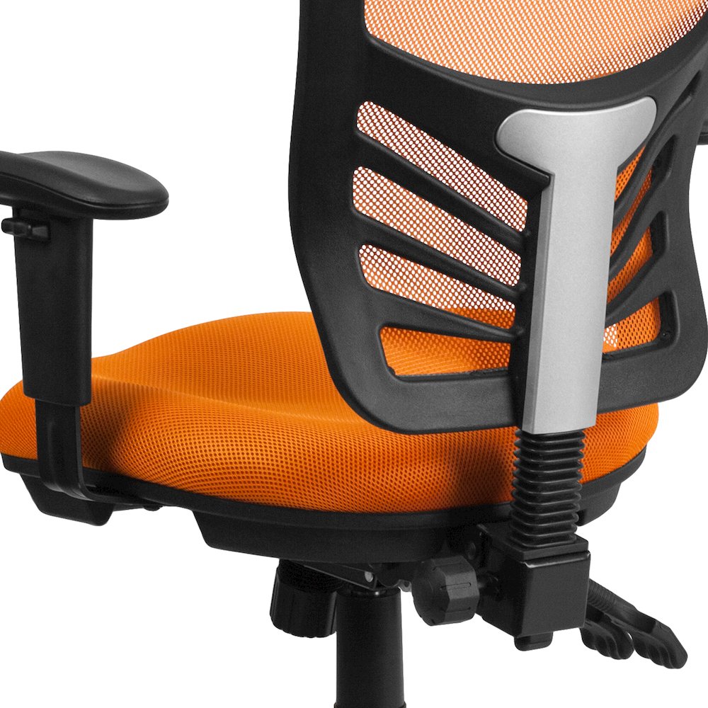 Mid-Back Orange Mesh Multifunction Executive Swivel Office Chair. Picture 9