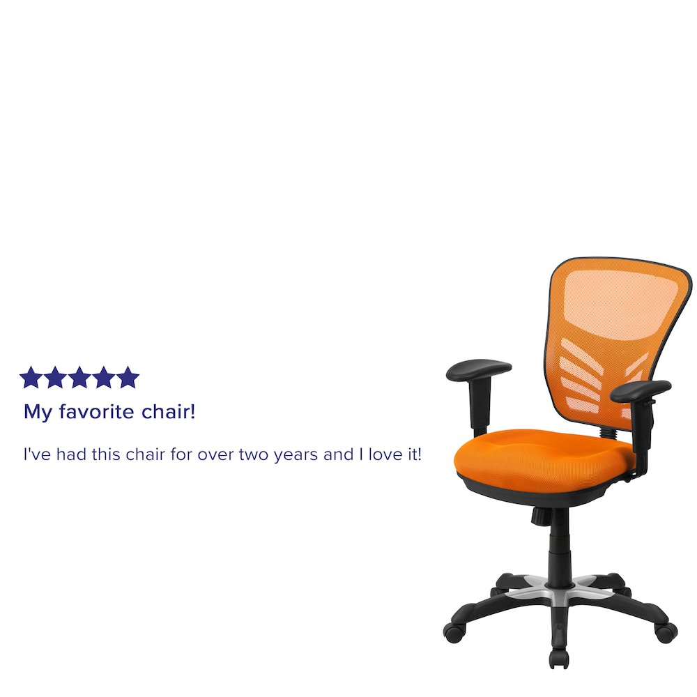 Mid-Back Orange Mesh Multifunction Executive Swivel Office Chair. Picture 5