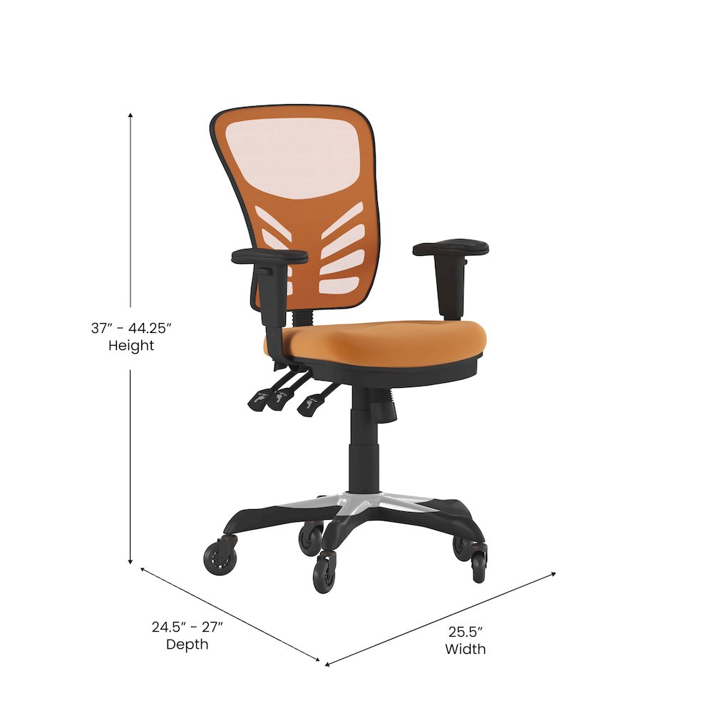 Mid-Back Orange Mesh Multifunction Executive Swivel Office Chair. Picture 5