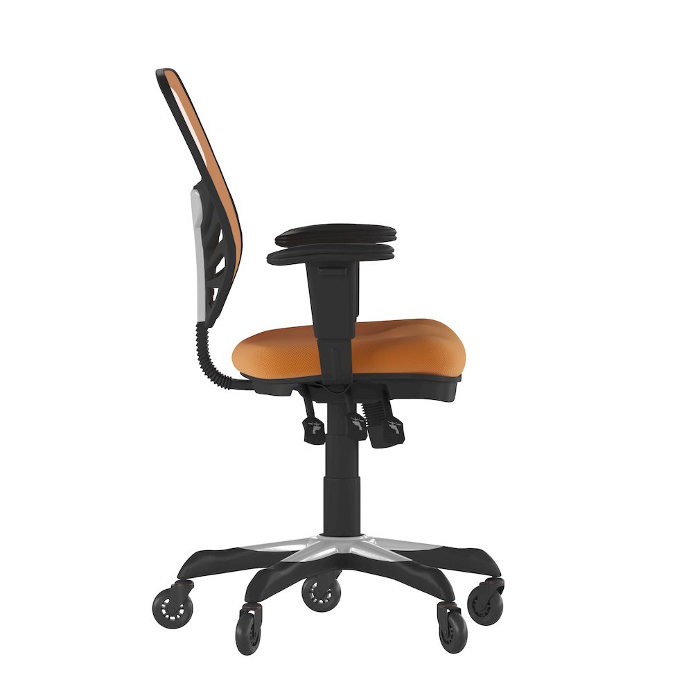 Mid-Back Orange Mesh Multifunction Executive Swivel Office Chair. Picture 8