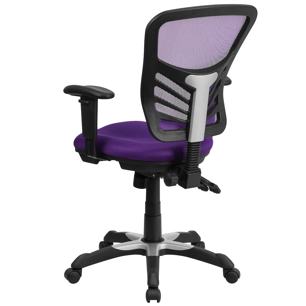Mid-Back Purple Mesh Multifunction Executive Swivel Office Chair. Picture 8