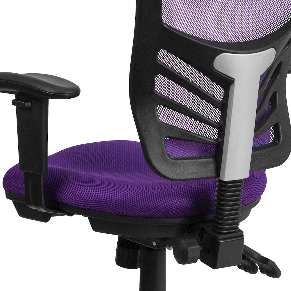Mid-Back Purple Mesh Multifunction Executive Swivel Office Chair. Picture 9