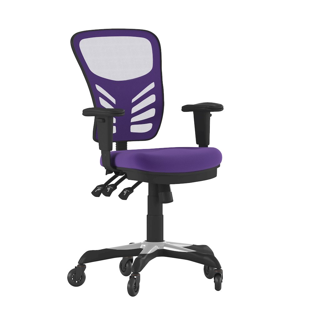 Mid-Back Purple Mesh Multifunction Executive Swivel Office Chair. Picture 1