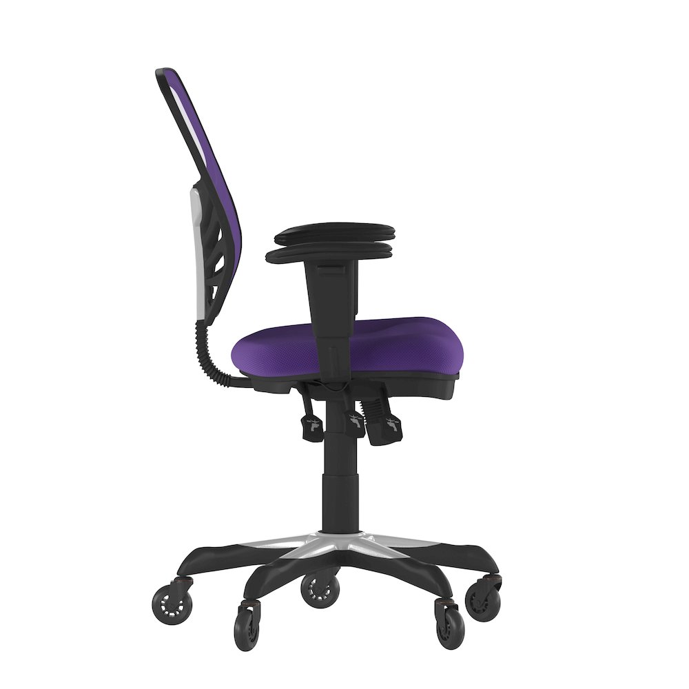 Mid-Back Purple Mesh Multifunction Executive Swivel Office Chair. Picture 8