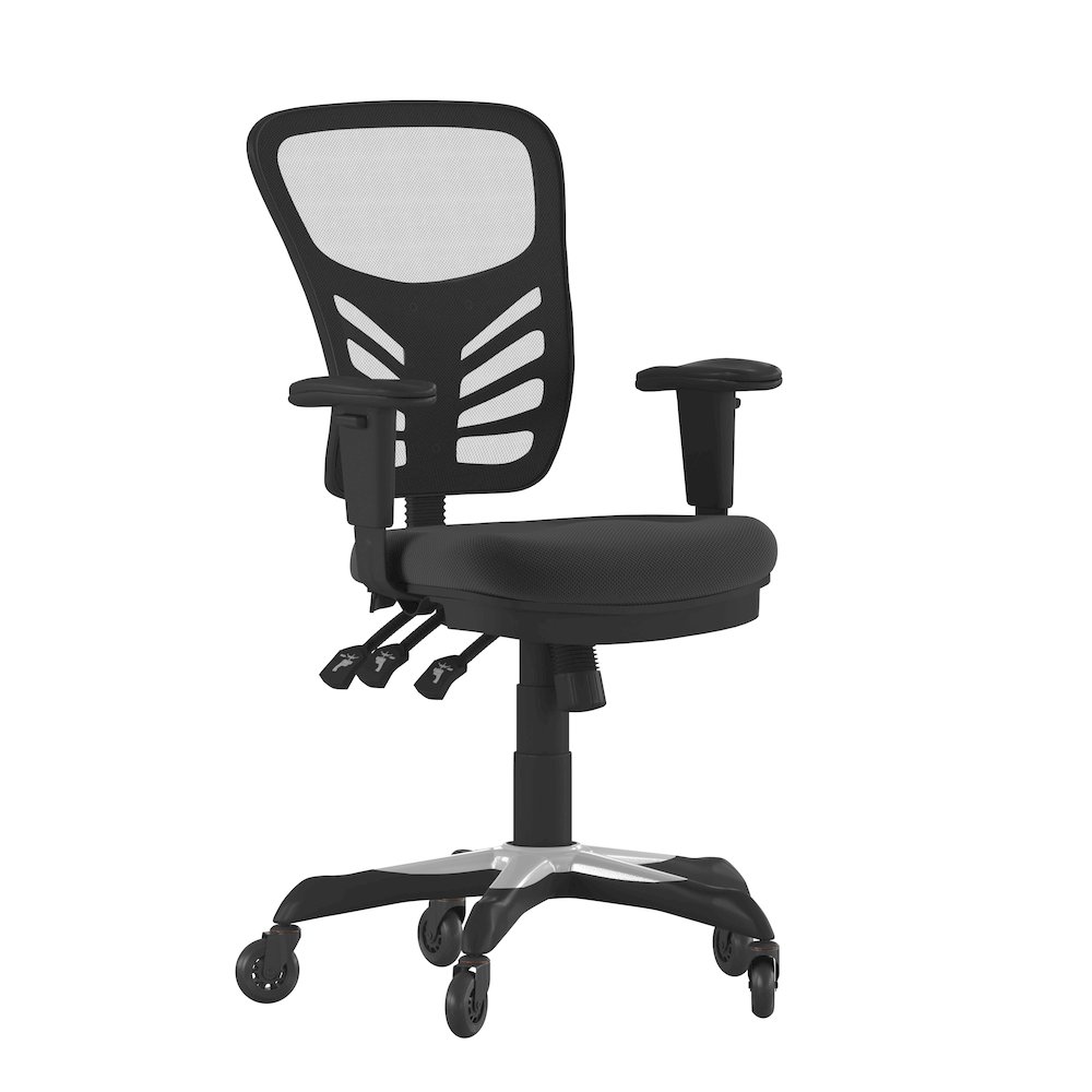 Mid-Back Black Mesh Multifunction Executive Swivel Office Chair. Picture 1