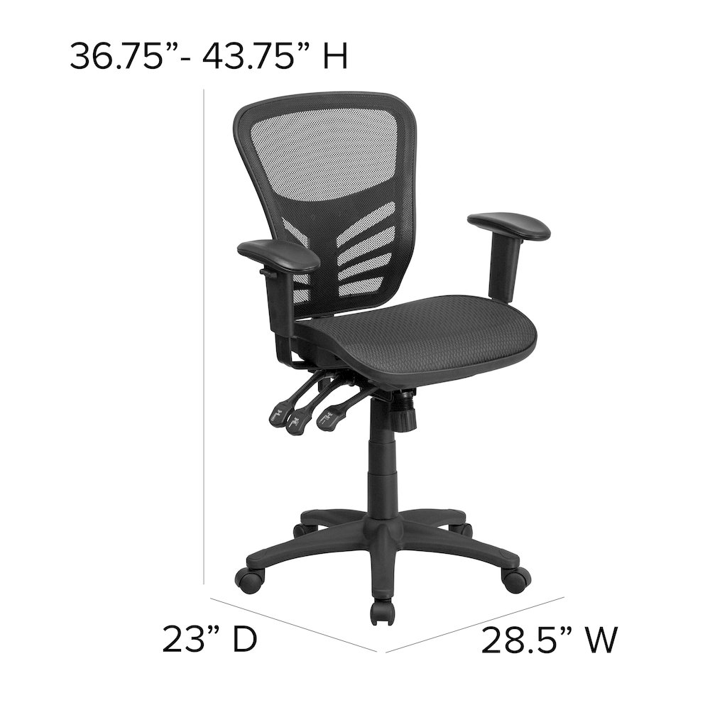 Mid-Back Black Mesh Multifunction Executive Swivel Office Chair. Picture 6