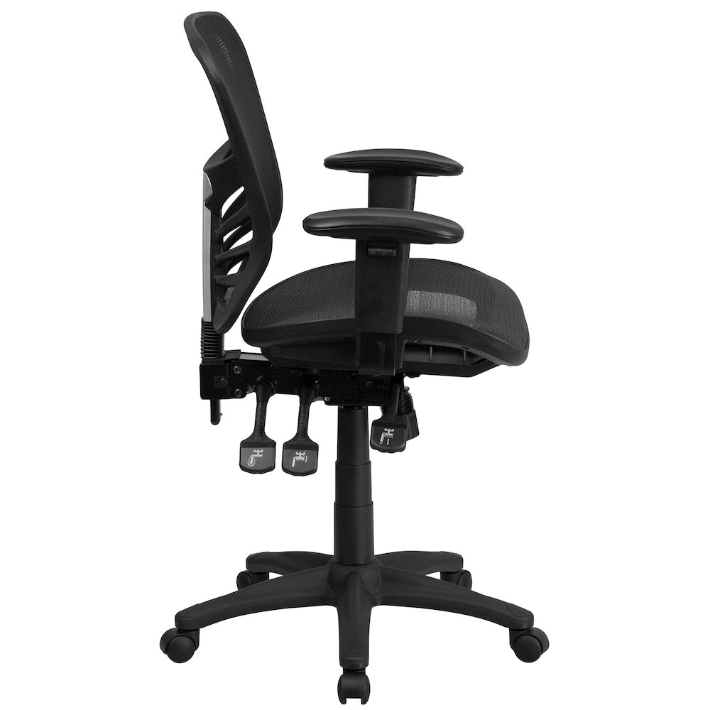 Mid-Back Black Mesh Multifunction Executive Swivel Office Chair. Picture 9