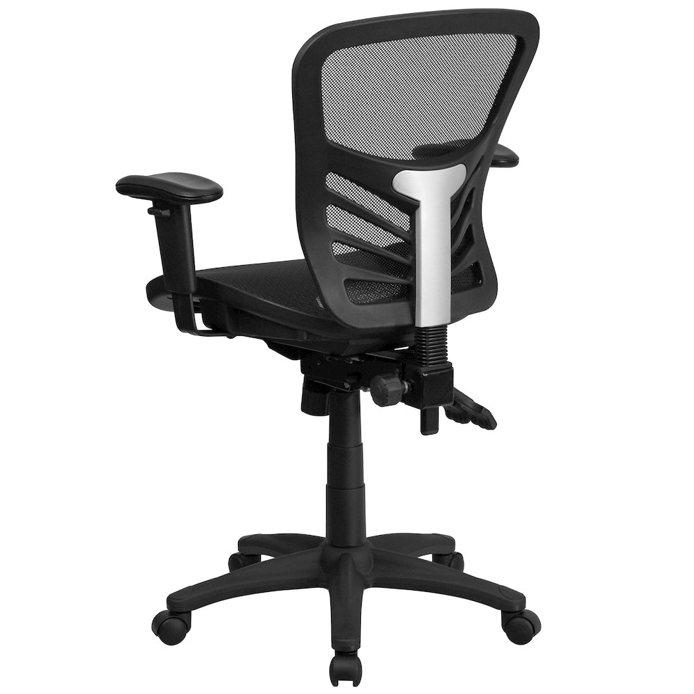 Mid-Back Black Mesh Multifunction Executive Swivel Office Chair. Picture 7